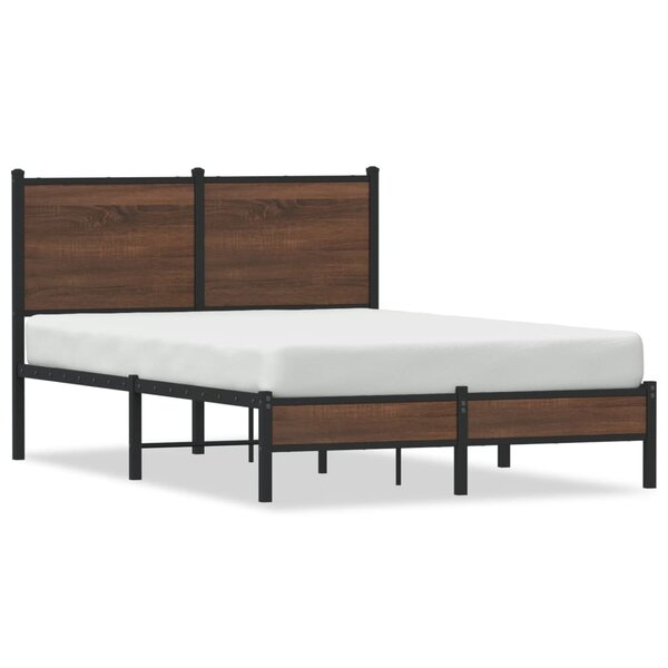 vidaXL Cadre de lit en métal sans matelas chêne marron 120x190 cm