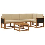 vidaXL Ensemble de canapés d'extérieur 6 pc Naturel et Beige