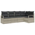 vidaXL Ensemble de Canapés de Jardin 5 Pièces avec Oreillers Gris Clair Rattan Poly