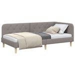 vidaXL Cadre de lit d'angle avec tête de lit Taupe 100 x 200 cm tissu