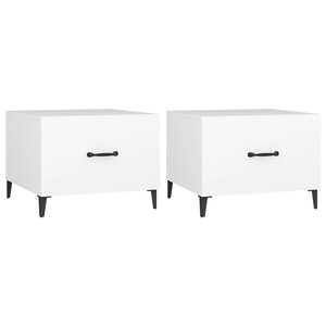 vidaXL Tables basses avec pieds en métal 2 Pièces Blanc 50x50x40 cm