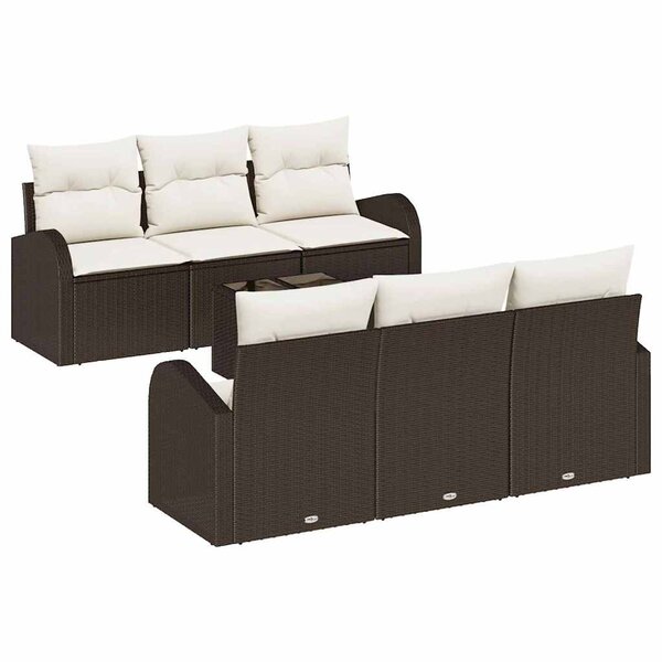 vidaXL Ensemble de canapé de jardin 7 Pièces Marron 55 x 55 x 37 cm