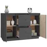 vidaXL Buffet Gris 111x34x75 cm Bois massif de pin