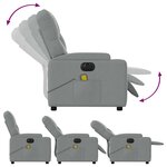 vidaXL Fauteuil de massage inclinable électrique gris clair tissu