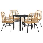 vidaXL Ensemble de salle à manger pour jardin 5 Pièces Marron polyrotin