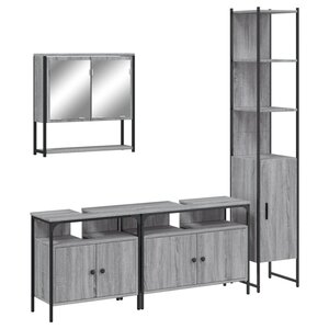 vidaXL Ensemble de meubles de salle de bain 4 Pièces Sonoma gris