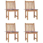 vidaXL Chaises de jardin lot de 4 avec coussins Bois de teck massif