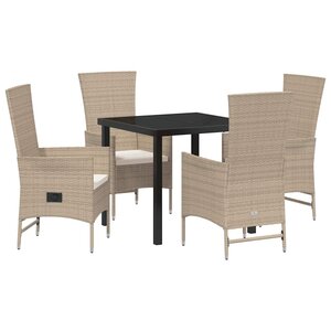 vidaXL Ensemble de salle à manger pour jardin 5 Pièces Beige polyrotin