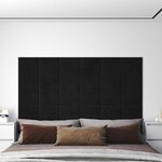 vidaXL Tête de lit murale 12 Pièces Noir Velours