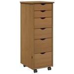 vidaXL Cabinet roulant 34 x 39 x 93 5 cm Bois de Pin Massif