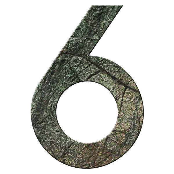 Numéro 6 - Numéro adhésif pour boîtes aux lettres- Pierre véritable 50 mm  ORIGINES