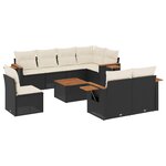 vidaXL Salon de jardin 9 Pièces avec coussins noir résine tressée