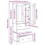 vidaXL Buffet avec étagère 2 Pièces Bois ancien Bois d'ingénierie