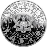 Pièce de monnaie en Argent 5 Cedis g 31.1 (1 oz) Millésime 2025 Anime Zodiac GEMINI