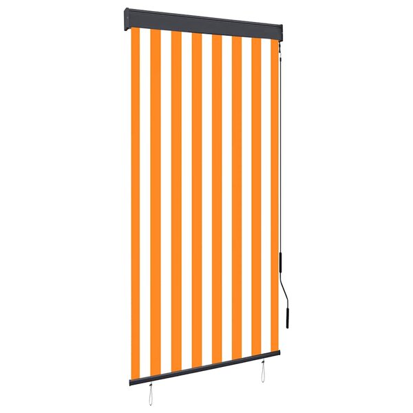 vidaXL Store roulant d'extérieur 80x250 cm Blanc et orange