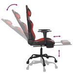 vidaXL Chaise de jeu avec repose-pied Noir et rouge Similicuir