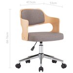 vidaXL Chaises pivotantes à manger lot de 2 taupe bois courbé et tissu