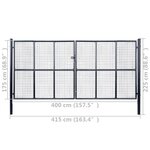 vidaXL Portail en maille de jardin Acier galvanisé 400 x 175 cm Gris