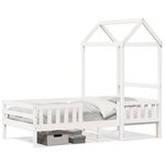 vidaXL Cadre de lit avec toit blanc 75x190 cm bois massif de pin
