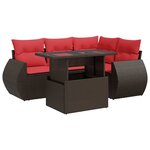vidaXL Salon de jardin avec coussins 5Pièces marron résine tressée acacia