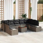 vidaXL Ensemble de canapé de jardin 10 Pièces Gris