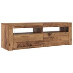 vidaXL Meuble TV avec lumières LED vieux bois bois d'ingénierie