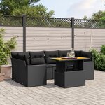 vidaXL Salon de jardin 7 Pièces avec coussins noir résine tressée