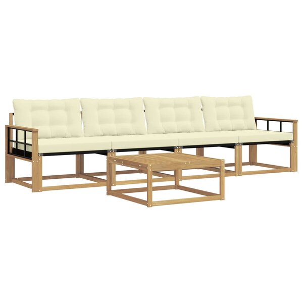 vidaXL Ensemble de canapés d'extérieur 5 pc Blanc et crème