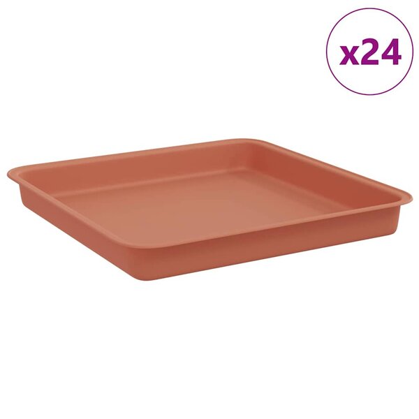vidaXL Plateau carré à fleurs 24 Pièces Rouge brique 18 x 18 x 2 cm