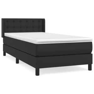 vidaXL Sommier à lattes de lit avec matelas Noir 80x200cm Similicuir