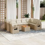 vidaXL Salon de jardin avec coussins 10 Pièces beige résine tressée