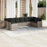 vidaXL Salon de jardin avec coussins 10 Pièces gris clair résine tressée