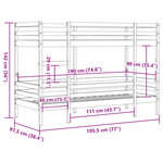 vidaXL Lit superposé cire marron 90x190 cm bois de pin massif