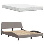 vidaXL Lit avec matelas taupe 140x200 cm tissu