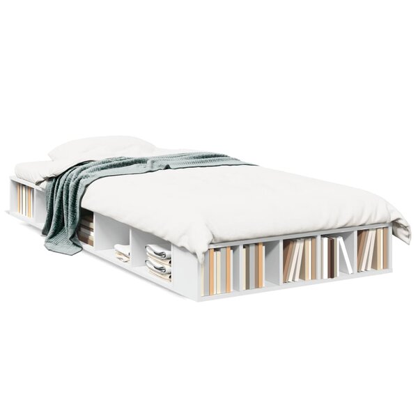 vidaXL Cadre de lit blanc 75x190 cm bois d'ingénierie