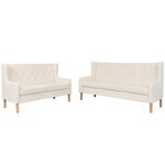 vidaXL Ensemble de canapés 2 Pièces tissu blanc crème