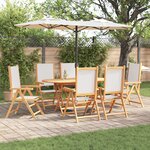 vidaXL Ensemble de salle à manger de jardin 7 pièces blanc crème en bois d'acacia