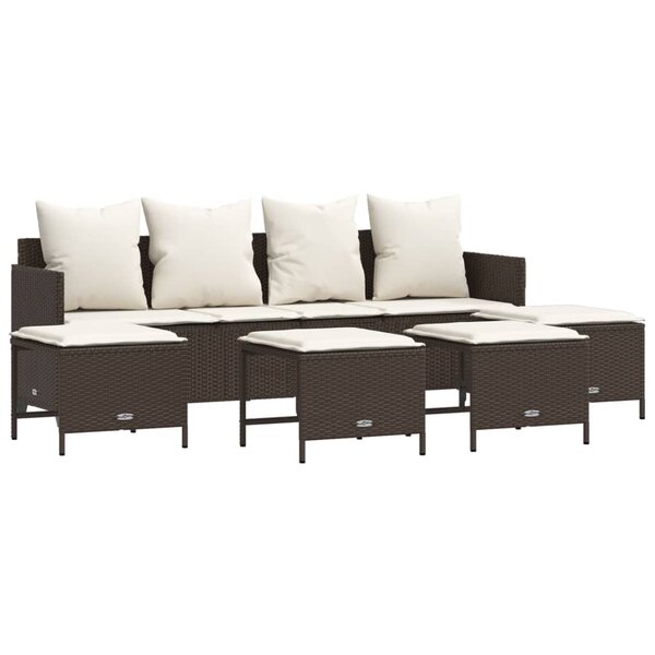 vidaXL Salon de jardin avec coussins 5 Pièces marron résine tressée