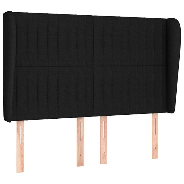 vidaXL Tête de lit avec oreilles Noir 147x23x118/128 cm Tissu