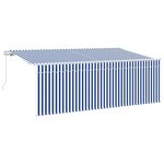 vidaXL Auvent Rétractable Rayé Bleu 350 x 200 cm tissu