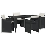 vidaXL Ensemble de repas de jardin 5 pièces avec coussins Noir Poly Rotin