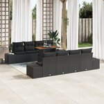 vidaXL Ensemble de canapé de jardin 7 pièces avec coussins noir en poly rotin