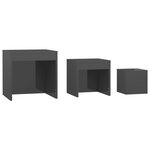 vidaXL Tables gigognes 3 Pièces Gris brillant Bois d'ingénierie