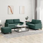vidaXL Ensemble de canapés 3 Pièces avec coussins Vert foncé Velours