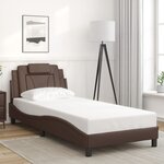 vidaXL Cadre de lit avec lumières LED marron 90x200 cm similicuir