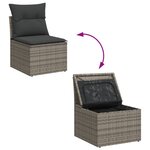 vidaXL Salon de jardin 9 Pièces avec coussins gris résine tressée