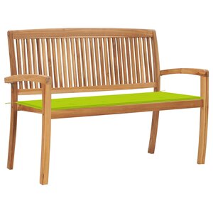 vidaXL Banc de jardin empilable et coussin 128 5cm Bois de teck massif