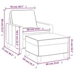 vidaXL Fauteuil avec repose-pied Gris clair 60 cm Tissu