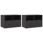 vidaXL Meubles TV 2 Pièces noir 67x39x44 cm acier
