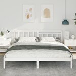 vidaXL Cadre de lit Blanc 200 x 200 cm Bois massif en pin
